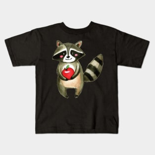 Raccoon Holding an Apple Kids T-Shirt